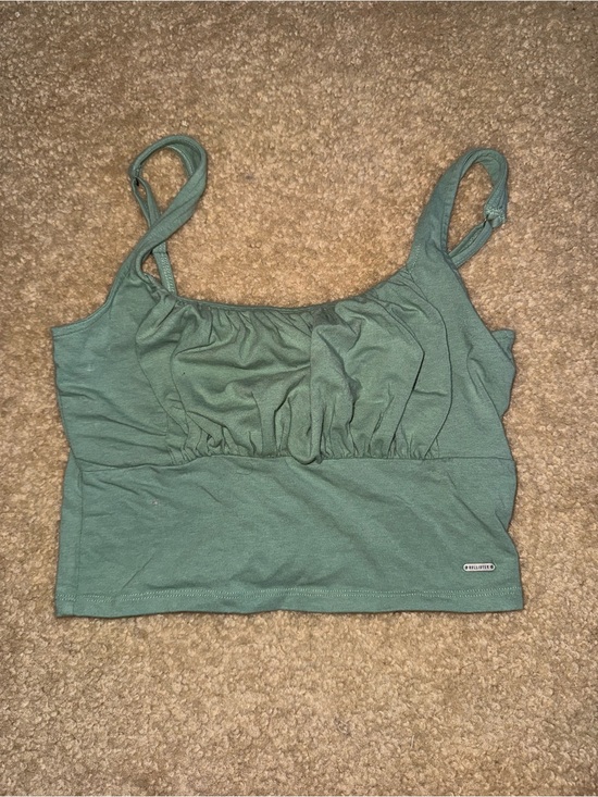Hollister Tops - Hollister Sage Green Ruched Bust Cropped Tank